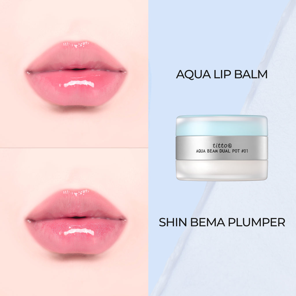 TITTO AQUA BEAM DUAL POT #01 AQUA LIP BALM/SHINE BEAM PLUMPER