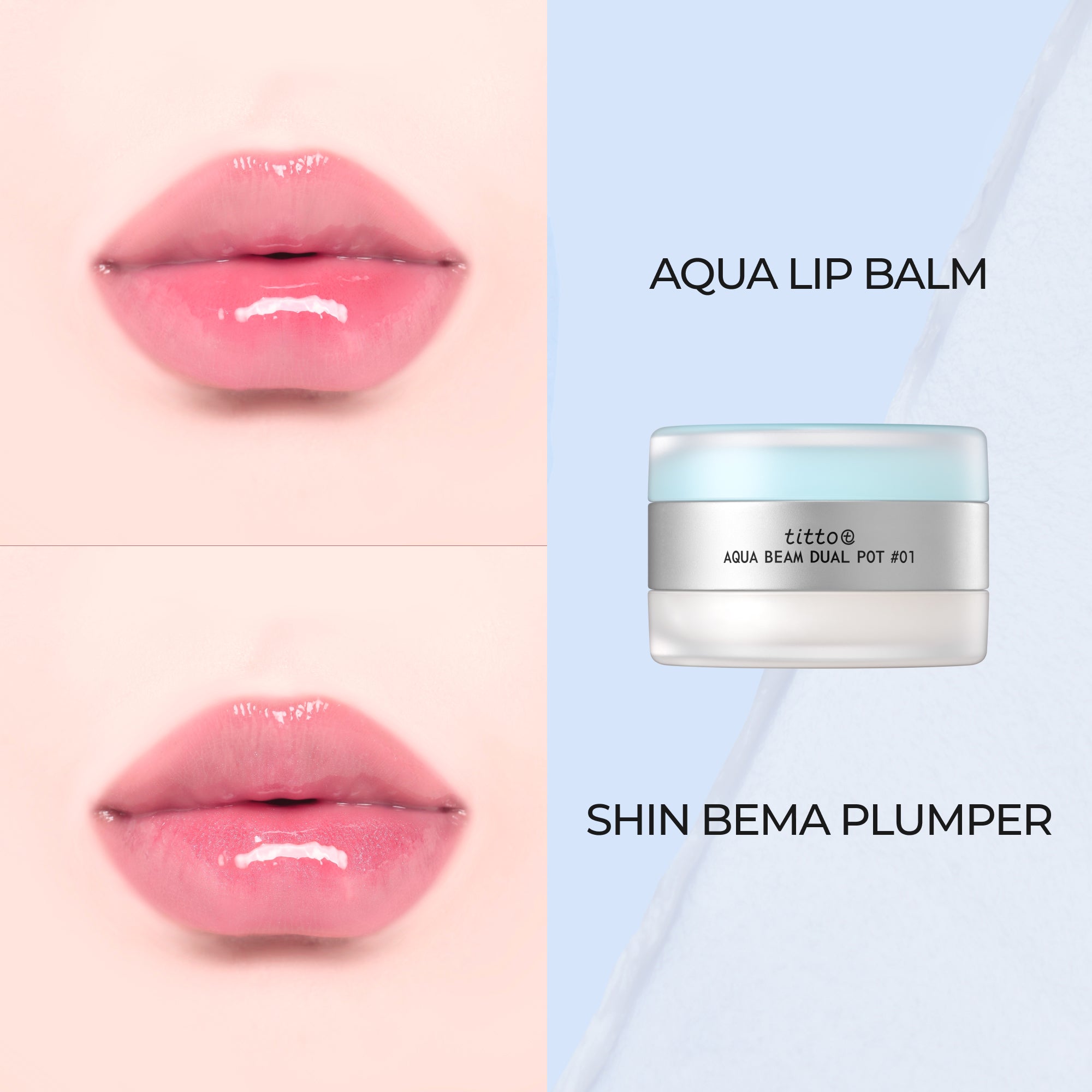TITTO AQUA BEAM DUAL POT #01 AQUA LIP BALM/SHINE BEAM PLUMPER